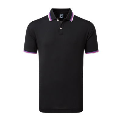 2023 FootJoy Mens Solid Polo with Trim Pique - Black