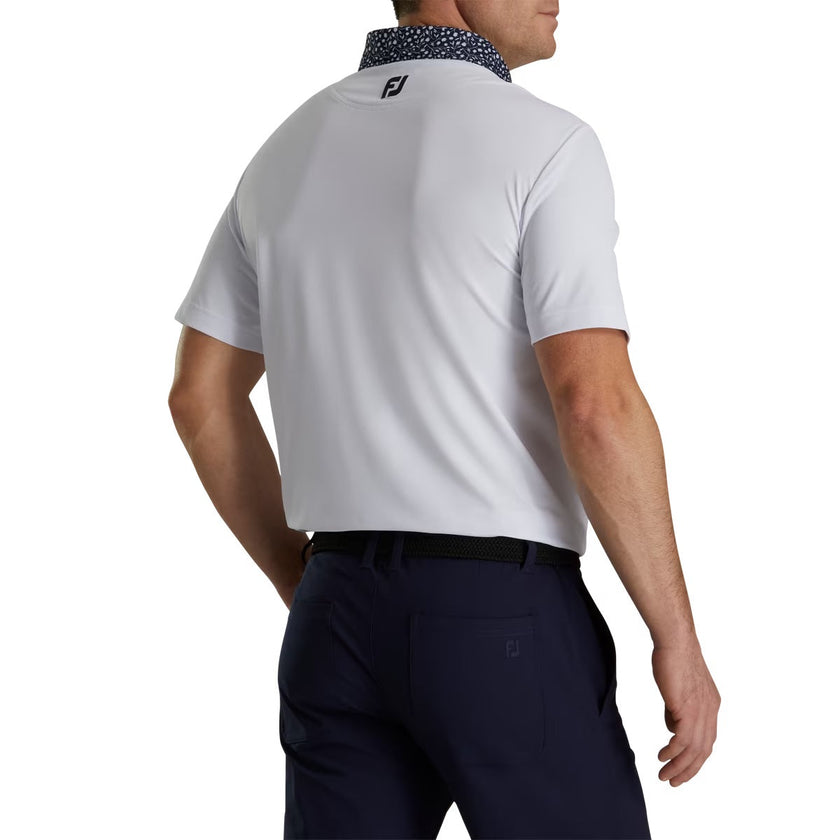 2023 FootJoy Mens Tossed Tulip Trim Polo - White / Navy