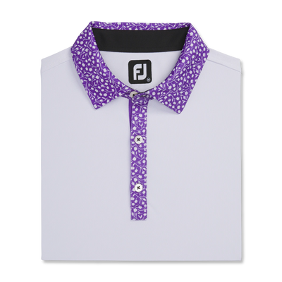 2023 FootJoy Mens Tossed Tulip Trim Polo - White / Violet