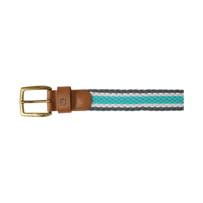 2023 FootJoy Striped Braided Belt - Lava / White / Aqua