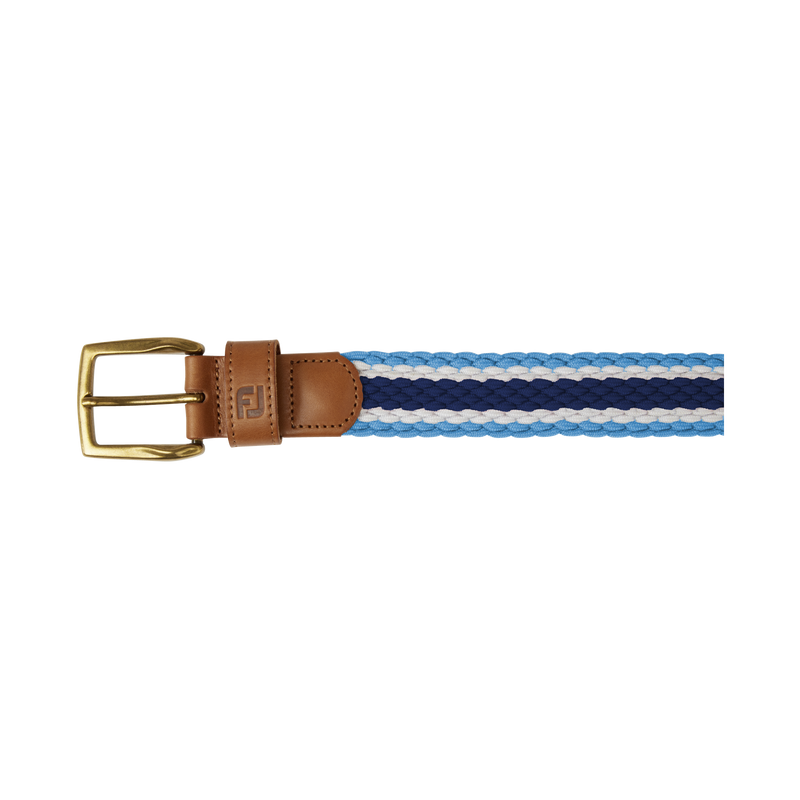 2023 FootJoy Striped Braided Belt - True Blue / Navy / White