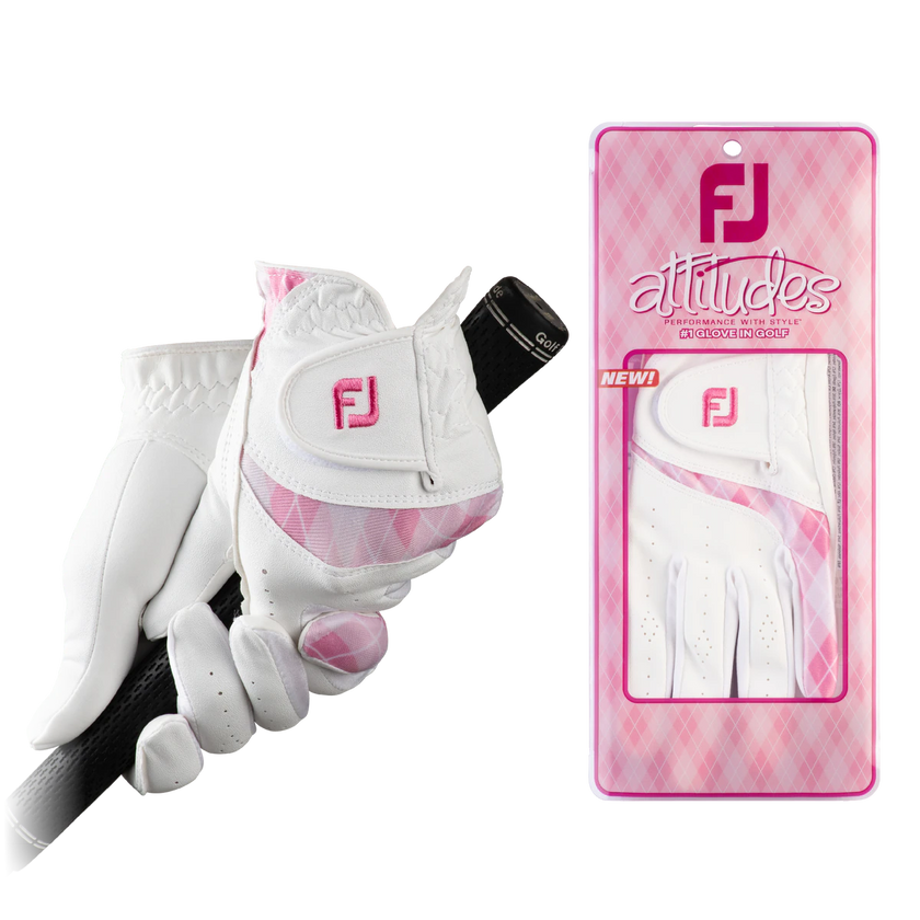 2023 FootJoy Women's Attitude Fashion Glove Pair - White/Pink