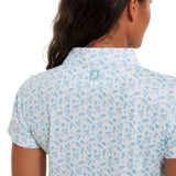 2023 FootJoy Womens Floral Print Half Sleeve Polo - White / Blue