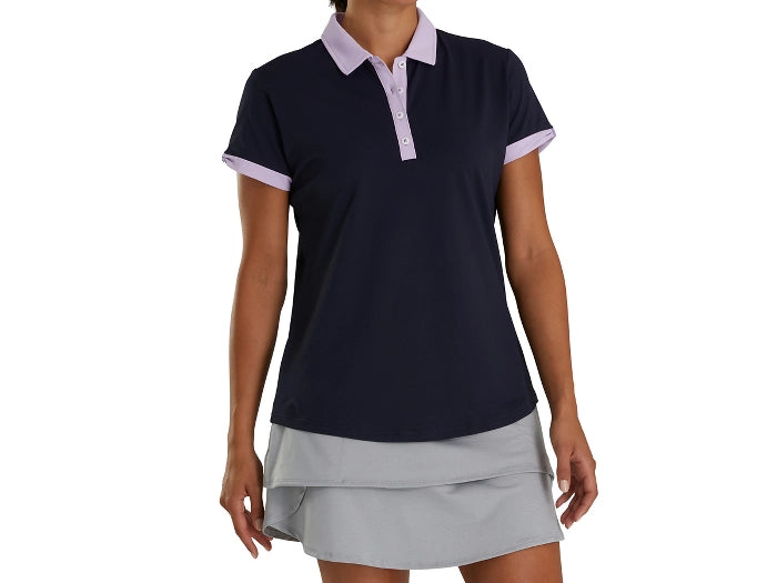 2023 FootJoy Womens Short Sleeve Color Block Polo - Navy