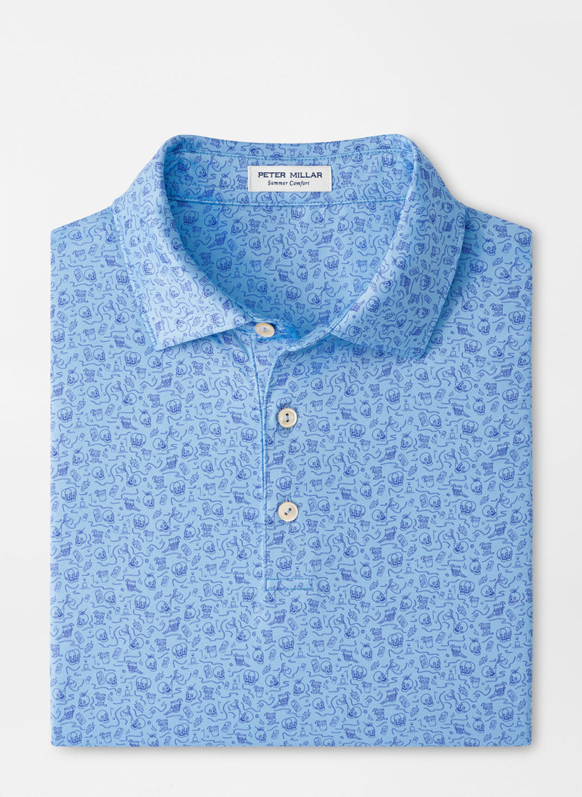 2023 Peter Millar Mens Double Transfused Polo - Cottage Blue