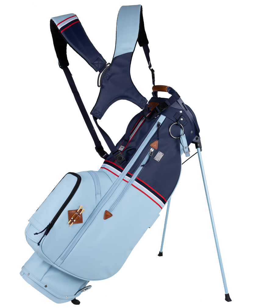 2023 Sun Mountain Mid Stripe Carry Bag - Frost/Navy/Red