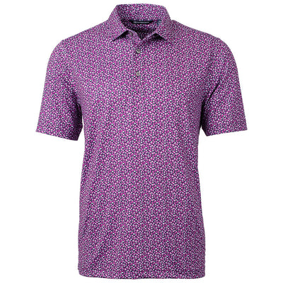 2024 Cutter & Buck Pike Magnolia Print Polo - Gelato/Navy Blue