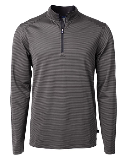 2024 Cutter & Buck Virtue Eco Pique Micro Stripe Quarter Zip - Black/Elemental Grey