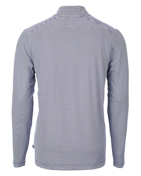 2024 Cutter & Buck Virtue Eco Pique Micro Stripe Quarter Zip - Navy/White