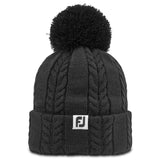 2024 FootJoy Cable Knit Bobble Hat - Black