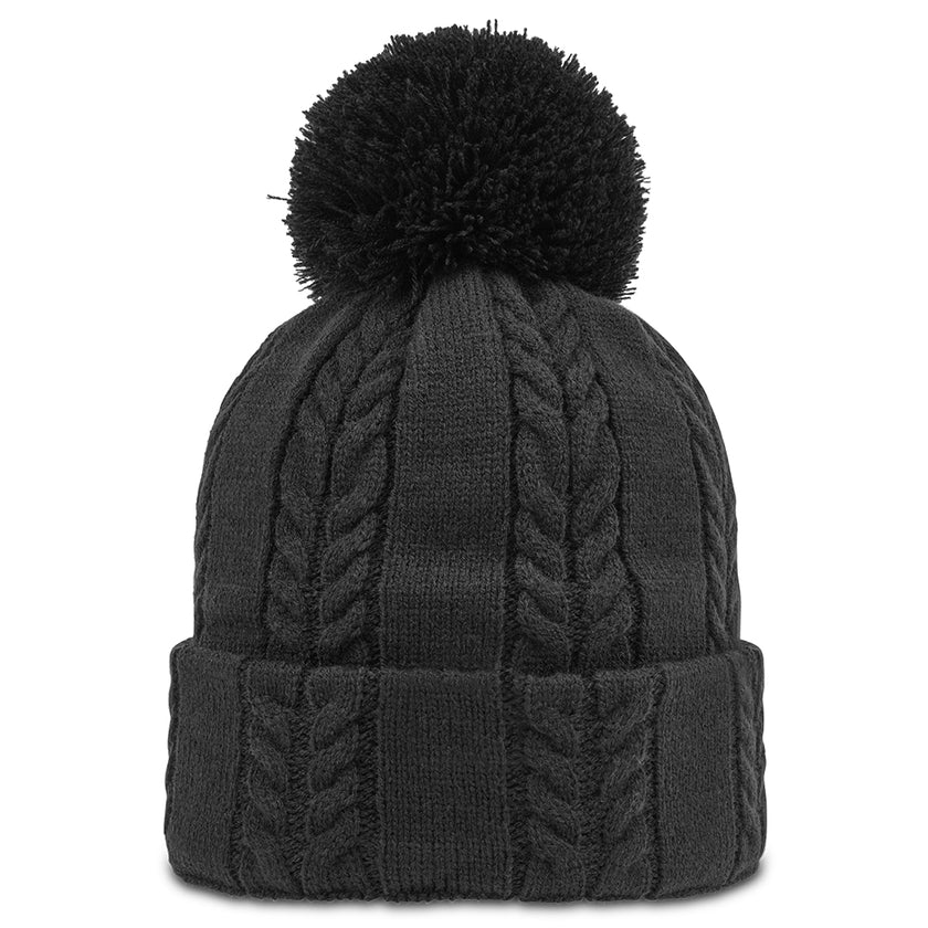 2024 FootJoy Cable Knit Bobble Hat - Black