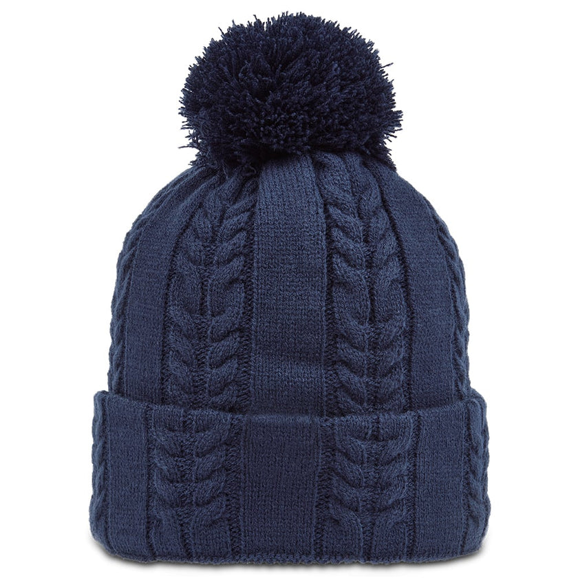 2024 FootJoy Cable Knit Bobble Hat - Navy