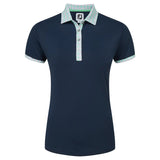 2024 FootJoy Gingham Trim Short Sleeve Women's Polo - Navy