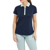 2024 FootJoy Gingham Trim Short Sleeve Women's Polo - Navy