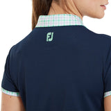 2024 FootJoy Gingham Trim Short Sleeve Women's Polo - Navy