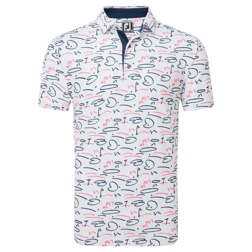 2024 FootJoy Golf Course Doodle Men's Polo - White