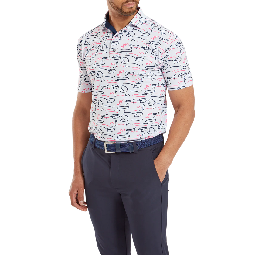 2024 FootJoy Golf Course Doodle Men's Polo - White