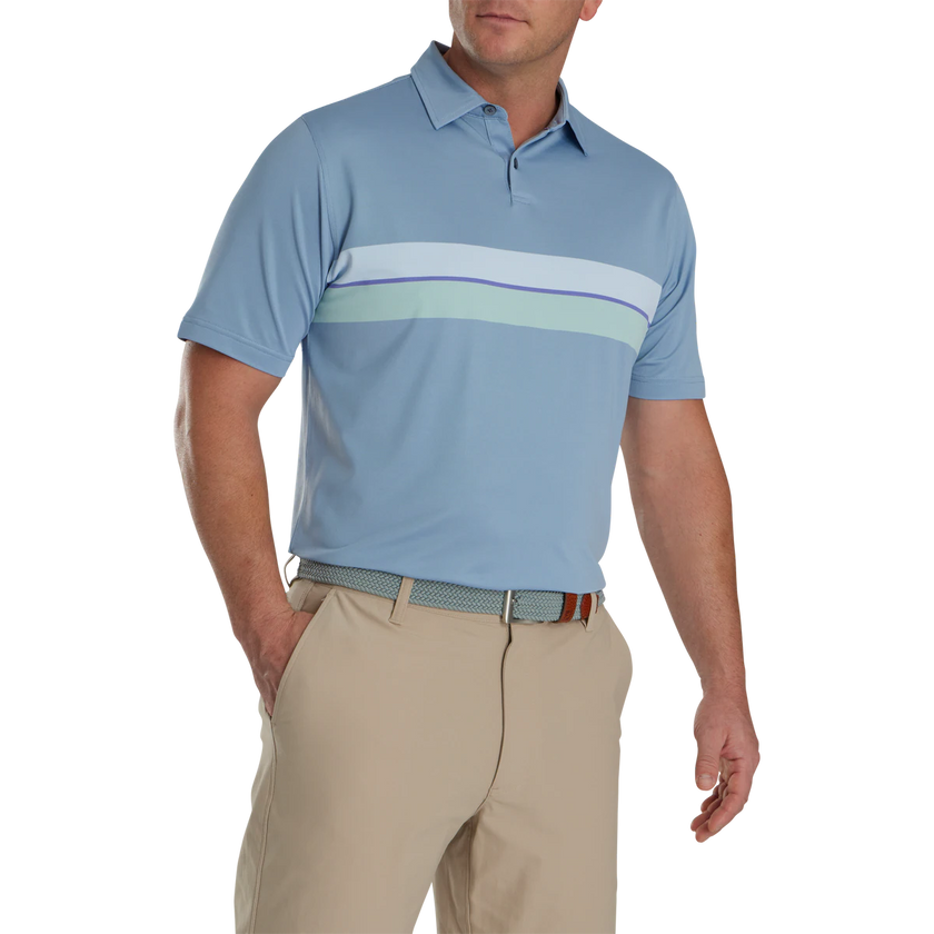 2024 FootJoy Men's Double Chest Band Pique Polo - Storm