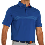 2024 FootJoy Men's Engineered Pinstripe Lisle Polo - Deep Blue