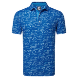 2024 FootJoy Men's Golf Course Doodle Polo - Deep Blue