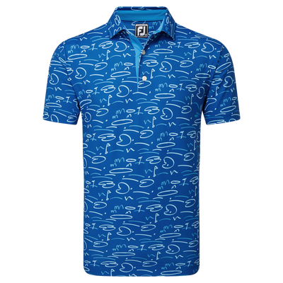 2024 FootJoy Men's Golf Course Doodle Polo - Deep Blue