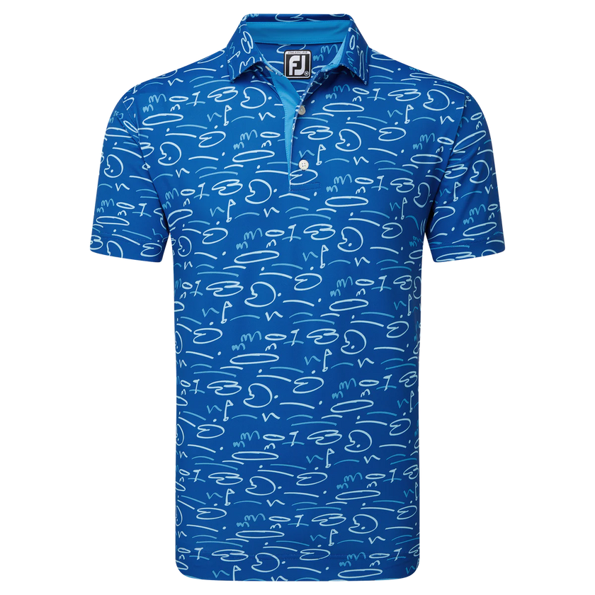 2024 FootJoy Men's Golf Course Doodle Polo - Deep Blue