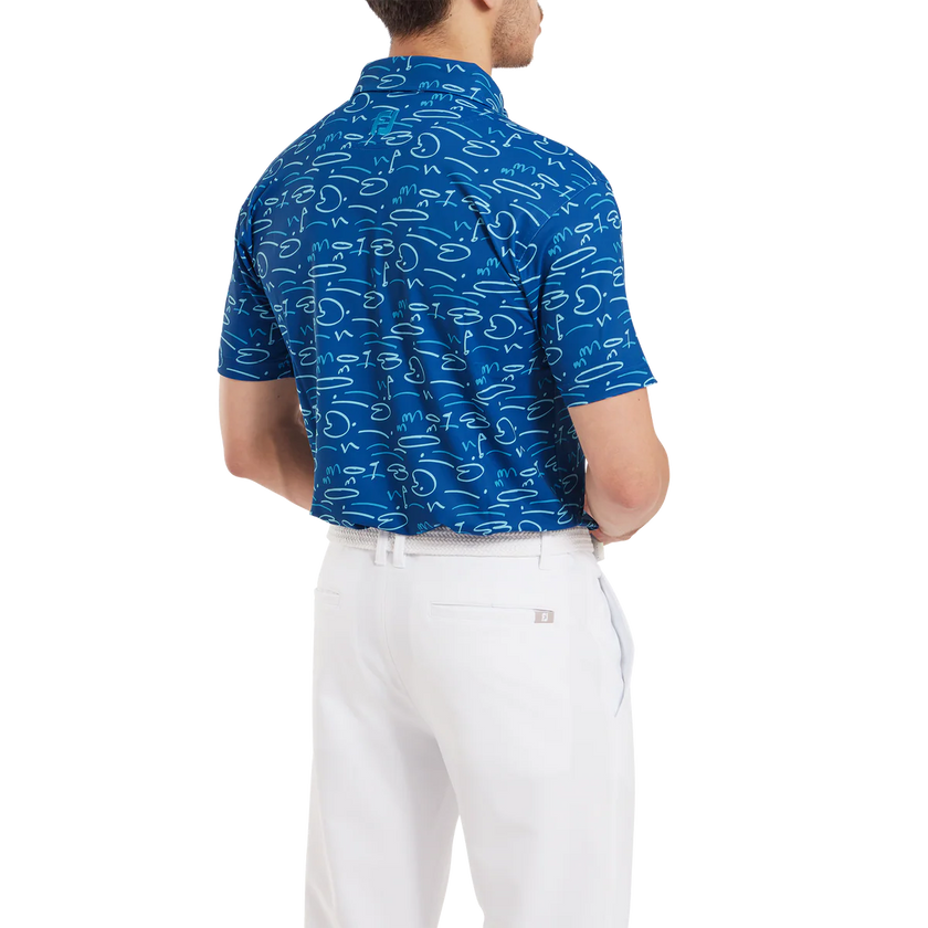 2024 FootJoy Men's Golf Course Doodle Polo - Deep Blue