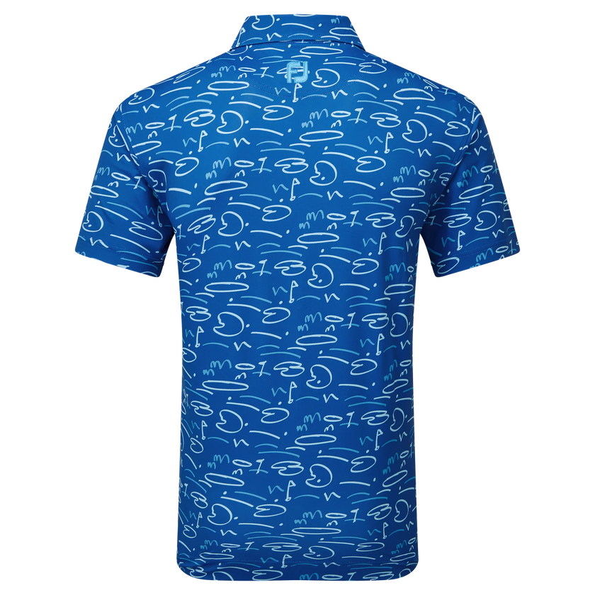 2024 FootJoy Men's Golf Course Doodle Polo - Deep Blue