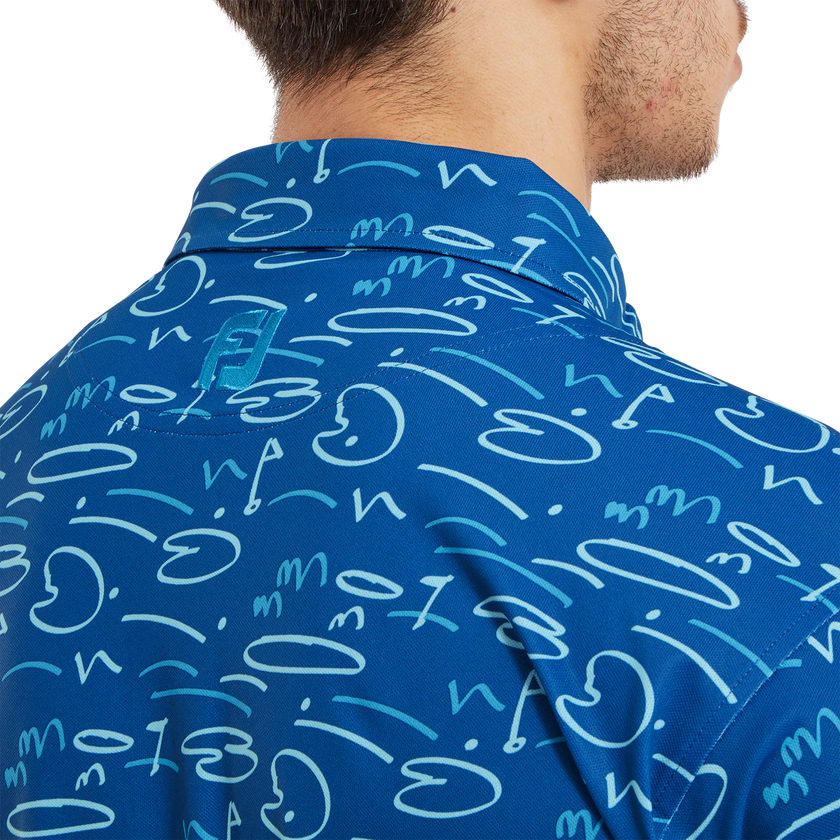 2024 FootJoy Men's Golf Course Doodle Polo - Deep Blue