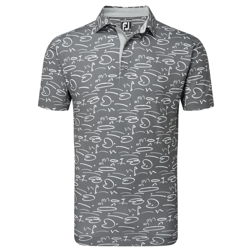 Footjoy Golf Course Doodle Golf Polo Shirt - Gravel Footjoy Golf Course Doodle Golf Polo Shirt - Gravel