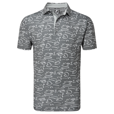 2024 FootJoy Men's Golf Course Doodle Polo - Gravel