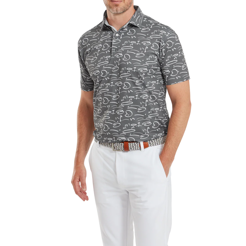 2024 FootJoy Men's Golf Course Doodle Polo - Gravel