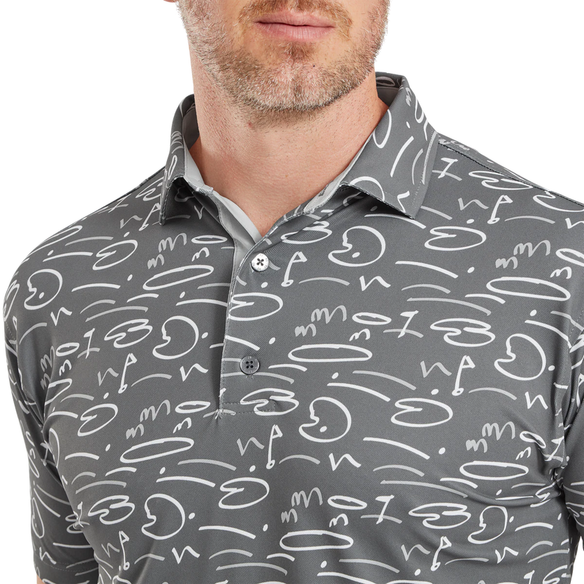 2024 FootJoy Men's Golf Course Doodle Polo - Gravel