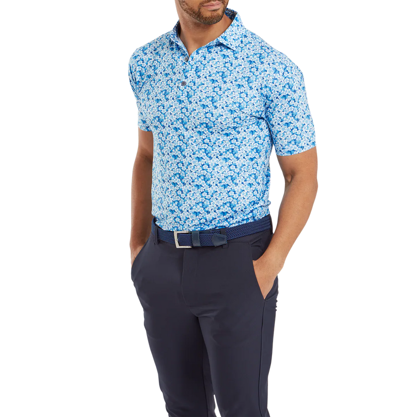 2024 FootJoy Men's Primrose Print Lisle Polo - Ocean