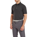 2024 FootJoy Men's Stretch Lisle Dot Print Polo - Black/Grey Cliff