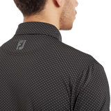 2024 FootJoy Men's Stretch Lisle Dot Print Polo - Black/Grey Cliff