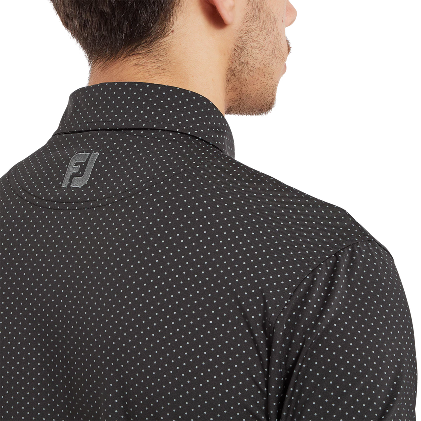 2024 FootJoy Men's Stretch Lisle Dot Print Polo - Black/Grey Cliff