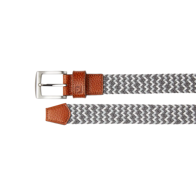 2024 FootJoy Men's Striped Braided Belt - Gravel/Grey Cliff/White