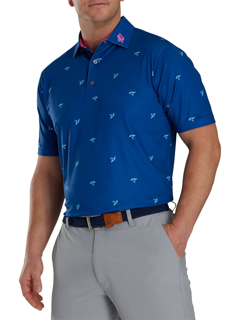 2024 FootJoy Men's Thistle Print Lisle Polo - Deep Blue