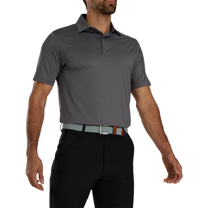 2024 FootJoy Men's Tonal Triangle Print Lisle Polo - Gravel