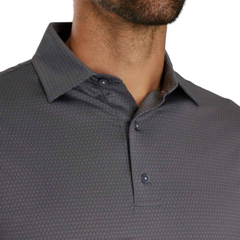 2024 FootJoy Men's Tonal Triangle Print Lisle Polo - Gravel