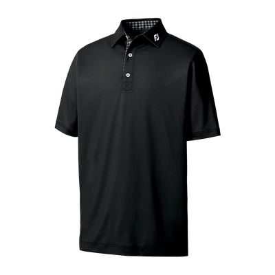 2024 FootJoy Stretch Pique Solid w/Gingham Trim - Black