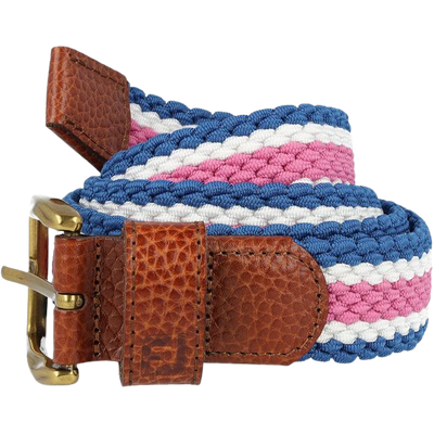 2024 FootJoy Striped Braided Belt - Sapphire / Rose / White