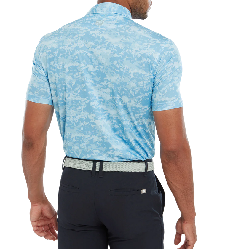 2024 Footjoy Men's Cloud Camo Print Polo - True Blue