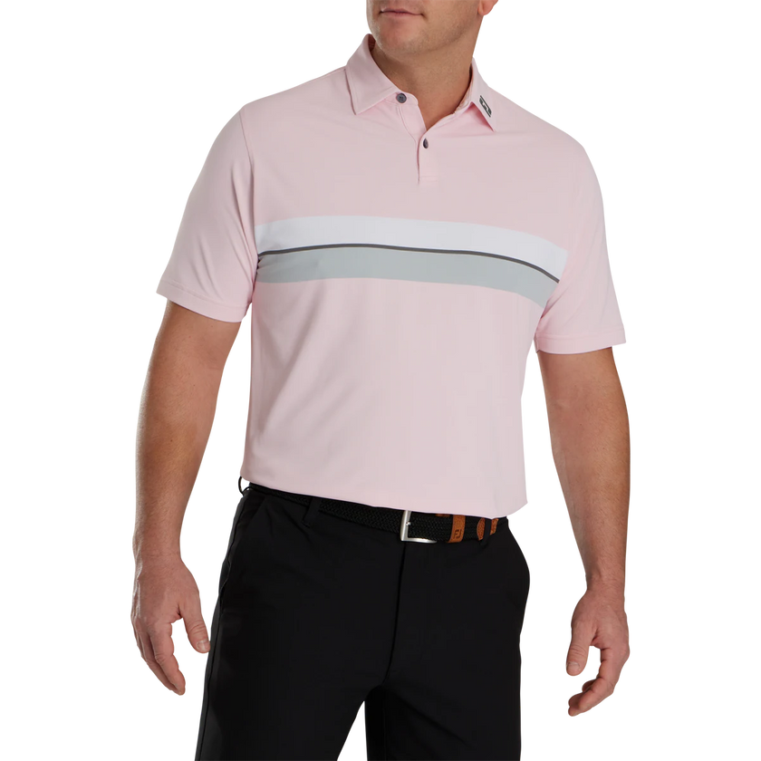 2024 Footjoy Men's Double Chest Band Pique Polo - Pink