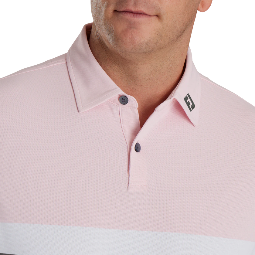 2024 Footjoy Men's Double Chest Band Pique Polo - Pink