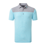 2024 Footjoy Men's End-on-End Block Polo - White/Maui Blue/Lava