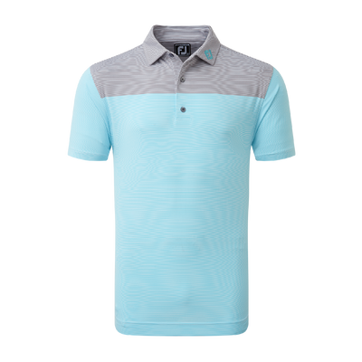 2024 Footjoy Men's End-on-End Block Polo - White/Maui Blue/Lava