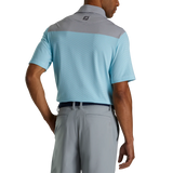 2024 Footjoy Men's End-on-End Block Polo - White/Maui Blue/Lava