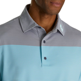 2024 Footjoy Men's End-on-End Block Polo - White/Maui Blue/Lava